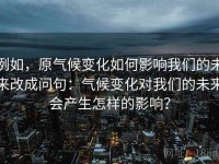 例如，原气候变化如何影响我们的未来改成问句：气候变化对我们的未来会产生怎样的影响？