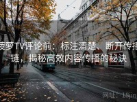 菠萝TV评论前：标注清楚、断开传播链，揭秘高效内容传播的秘诀