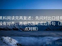 黑料网读完再复述：先问对比口径有没有对齐，再把范围写成边界句（五点对照）