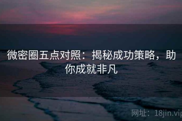 微密圈五点对照：揭秘成功策略，助你成就非凡