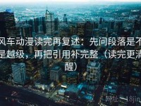 风车动漫读完再复述：先问段落是不是越级，再把引用补完整（读完更清醒）