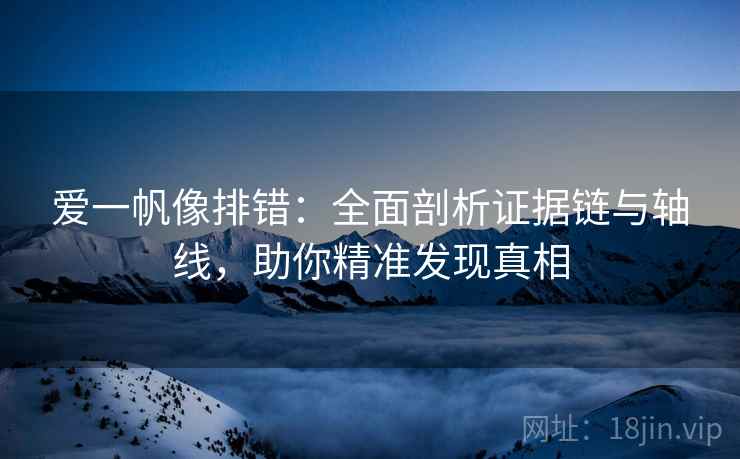 爱一帆像排错：全面剖析证据链与轴线，助你精准发现真相